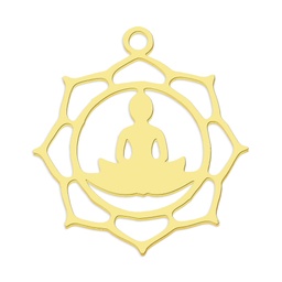 [STAS-S105-LA756-2] Pendentif INOX doré, yoga, bouddha, 21,5x19,5x1mm, trou 1,5mm