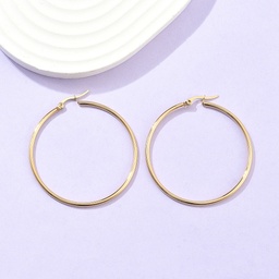 [EJEW-N0016-11G-H] Boucle d'oreille INOX doré, placage ionique, plaqué or 18k, créoles, 50x2mm, pin 1x0,7mm, à la paire