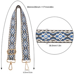 [FIND-WH0133-16C] Bandoulière réglable en nylon tissé jacquard, avec fermoirs pivotants en alliage de zinc, bleu de Prusse, 69~121x4,9 cm
