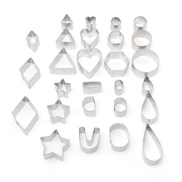 [DIY-SZC0004-10] Moule emporte-pièce en INOX, divers motifs, dans sa boîte en INOX ronde, 16~54x10~39x20mm, 27 pcs