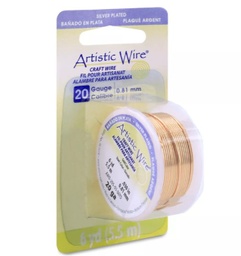 [HIL-322] Fil de cuivre Artistic Wire, plaqué argent, couleur doré, anti ternissement, diam 0.81mm, 5.5m