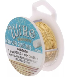 [FCU-425] Fil de cuivre Craft Wire souple, doré anti-ternissement, diam 0.31mm, 13.7m