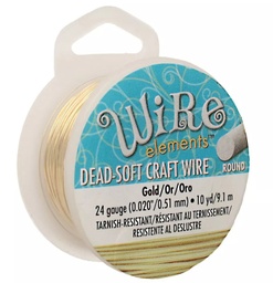 [WIR-047] Fil de cuivre Craft Wire souple, doré anti-ternissement, diam 0.51mm, 9.1m