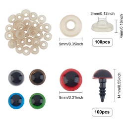 [DIY-WH0209-05A] Yeux de sécurité en résine de couleurs mixte, 14x8mm, la paire