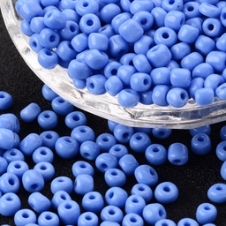 [C020  SEED-C019-4mm-43B] Perles de rocaille opaques taille 4 mm, trou 1,5 mm, sachet d'env. 12 gr, bleu foncé