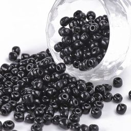 [C020 SEED-C019-4mm-49] Perles de rocaille OPAQUES, TAILLE 4mm, trou 1,5mm, NOIR, sachet 12 gr.