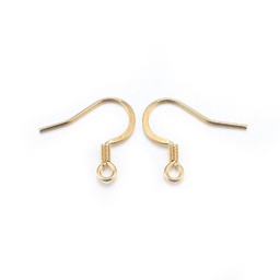 [X-STAS-P210-24G] Crochet boucle d'oreille INOX doré, plat, plaqué or 18k, 15x17x2mm, trou 2mm, à l'unité