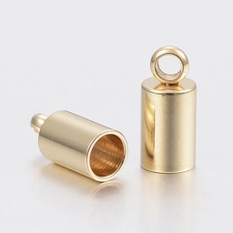 [X-STAS-H436-13C] Embouts de cordon, INOX doré, 10x5mm, trou 1,5mm, diam intérieur 4mm, paquet de 5