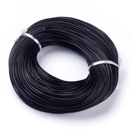 [X1-NPS001Y-3] Cordon en cuir rond, NOIR, 2mm, rouleau de 10m
