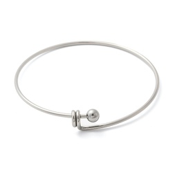 [BJEW-C088-03P] Bracelet jonc INOX argenté, avec boule à vis, épaisseur 1,8mm, diamètre intérieur 6,4cm