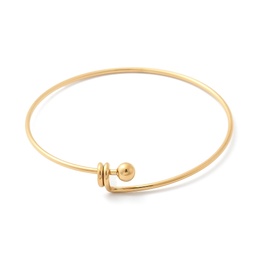 [BJEW-C088-03G] Bracelet jonc INOX doré, placage ionique, avec boule à vis, épaisseur 1,8mm, diamètre intérieur 6,4cm