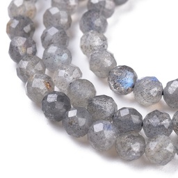 [X-G-R475-025C] Pierre Labradorite, à facette, naturelle, 4mm, trou 0,7mm, unité