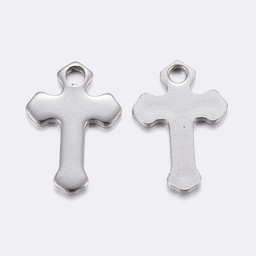 [STAS-F159-39P] Pendentif INOX argenté, croix, 15x10x1mm, trou 1,5mm, unité