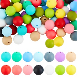 [SIL-DC0001-02] Perle en silicone pour attache tétine, ronde lisse, multicolore, diam 15mm, trou 2mm