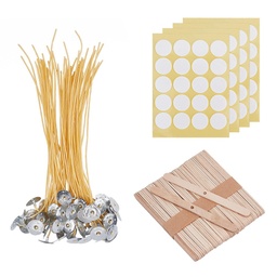 [DIY-PH0004-51] Kit de mèches à bougie sur socle et autocollants, 20cm, x50 unités