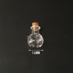 [BOTT-PW0001-261I] Mini flacon en verre borosilicaté transparent, avec bouchon en liège, ronds, transparents, 2,3x1,6cm, l'unité