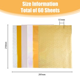 [DIY-FH0006-10B] Feuille de papier métallisé à transfert, 6 styles, ~29x20x0,1cm