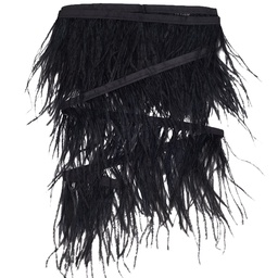 [FIND-GF0004-66A] Ceinture/Ruban en plume, NOIR, 2 mètres, plumes de 10-15cm
