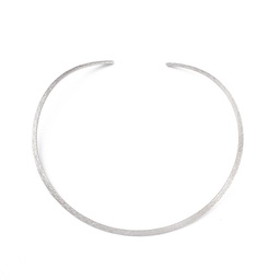 [STAS-B036-05P] Collier tour de cou rigide INOX argenté, texture florale, 14cm, épaisseur 0,36cm