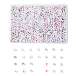 [SACR-X0015-16] Kit de perles lettres plastiques, de A à Z, multicolores, 288g, 7x4mm, trou 1,5mm