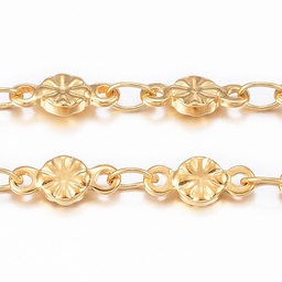 [CHS-H009-21G] ARC - Chaîne en INOX doré, placage ionique, chaîne maillons fleurs, 8,0x3,5x1,2mm, au mètre