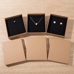 [CBOX-WH0001-D06] Boîte à bijoux en kraft rectangle, coussinet en velours, 13x11x3cm