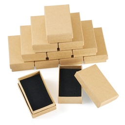 [CON-TAC0013-07] Boîte à bijoux en kraft rectangle, coussinet en velours, 5x8.1x2.7cm