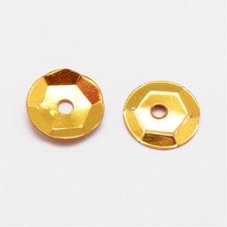 [PVC-A001-6mm-10] Pochette de sequins, doré, 7x0,5mm, trou 1mm, env. 10g