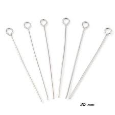 [EP35AR] Tige avec boucle, 35mm, couleur argent clair, 10 unités