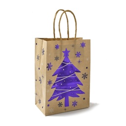 [ABAG-B006-04B] Sac cadeau en papier kraft, sapin de Noël, 20,7x15x8,2cm