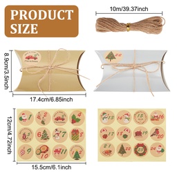 [CON-WH0089-06] Calendrier de l'avent durable à construire, 24 coffrets cartonnés dorés et argentés, stickers, clips et corde