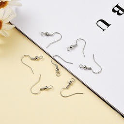 [KK-Q261-4-NF] Crochet boucle d'oreille, laiton, couleur argent clair, 19mm