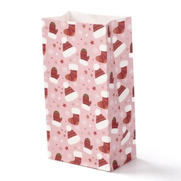 [CARB-G006-01C] Sac en papier kraft, motif de chaussette de Noël, 12x7,5x23cm