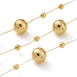 [CHAC-H100-06] Guirlande de perles dorées plastique, fil métallique, décoration de fêtes diverses, 3mm et 8mm