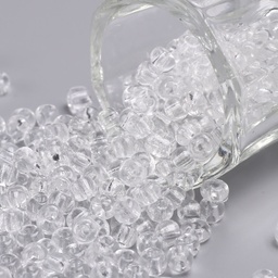 [S020  SEED-C013-4mm-1] Perles de rocaille TRANSPARENTES, TAILLE 4mm, trou 1,5mm, BLANC, sachet 12 gr.