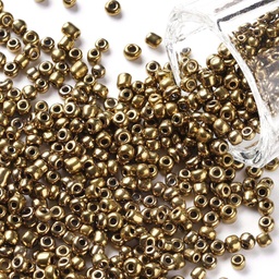 [SEED-C018-3mm-601] Perles de rocaille OPAQUES METALISÉES, TAILLE 3mm, trou 1mm, BRONZE, sachet 12 gr.