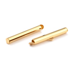 [X-STAS-C044-08D-G] Fermoir tube coulissant INOX doré, plaqué or 18K, 30x4mm, diam. int. 3mm, à l'unité