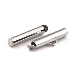 [STAS-C044-08B-P] Fermoir tube coulissant INOX argenté, 20x4mm, diam. int. 3mm, à l'unité