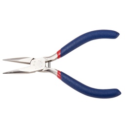 [TOOL-D029-11] Pince à bijoux en acier au carbone, bec plat et lisse, manche bleu, 125x53mm, l'unité
