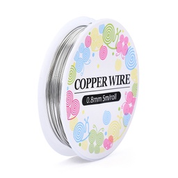 [COPPER 0.8mm CW0.8mm006] Fil de cuivre pour fabrication de bijoux, argenté, (20 jauge), 0,8mm, rouleau de 5m