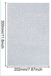[DIY-WR0004-90A   ARGENTE] Feuille caoutchouc mousse pailletée, 295x202x2mm, ARGENTÉ, l'unité