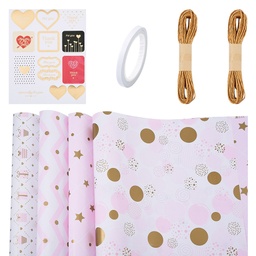 [DIY-TAC0026-19B] Kit de scrapbooking, avec papier, stickers, et corde de jute