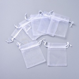 [OP110-7] Pochette cadeau en organza, blanc, 7x5 cm, unité
