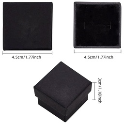 [CBOX-BC0001-13A] Boîte de rangement pour bijou en kraft noir, avec mousse noire, 4x4x2,8 cm, couvercle kraft, unité)