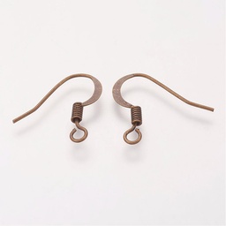 [KK-Q366-AB-NF] Crochet boucle d'oreille en laiton, couleur bronze, 19mm, trou 2mm, à l'unité