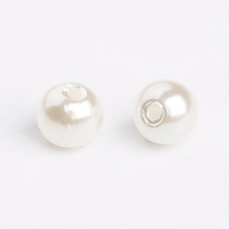 [X-12A-9282] Perles imitation nacre, ronde, blanc cassé, diam 6mm, trou 1mm, paquet de 200
