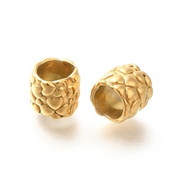 [STAS-I321-36G] Perle/Cache noeud INOX doré, placage ionique, plaqué or 18k, colonne avec coeurs, 8x7,5mm, trou 5mm, l'unité