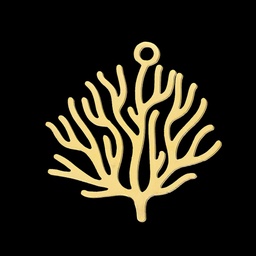[STAS-S105-LA373-2] Pendentif INOX doré, corail, 23,5x22x1mm, trou 1,8mm, l'unité