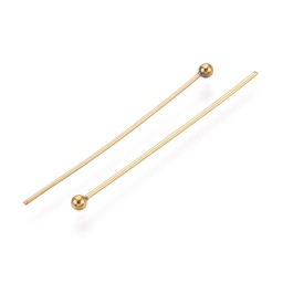 [STAS-T065-30mm-20G] Tige INOX doré, placage ionique, tête avec boule, 30x0,6mm, boule 2mm, l'unité