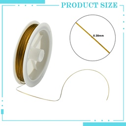 [L0.38mm07] Câble INOX, revêtu de nylon, couleur or, 0,38mm, la bobine de 50m
